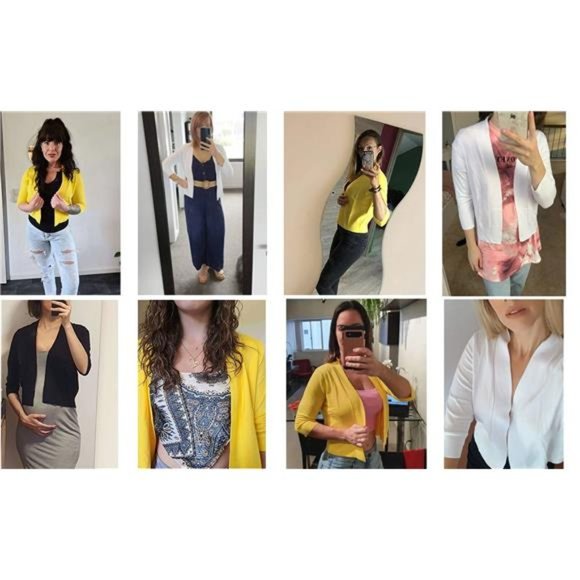 Women's Sleeve Cropped Cardigans Jackets Open Front Short Shrugs for Dresses - Picture 8 of 8